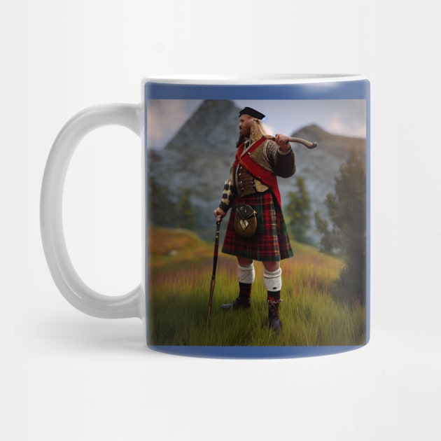 Scottish Highlander in Clan Tartan by Grassroots Green